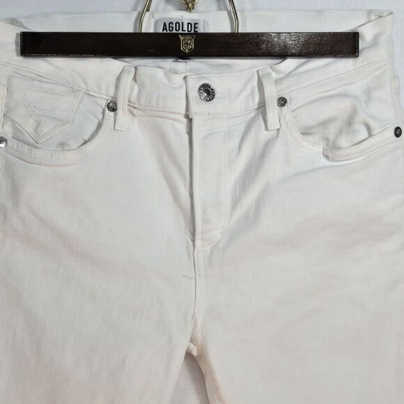 Agolde Womens Jeans Sz 29 White Distressed Sophie Crop - Picture 4 of 14